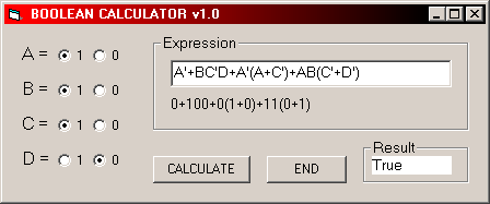 BOOLEAN Expression CALCULATOR program 